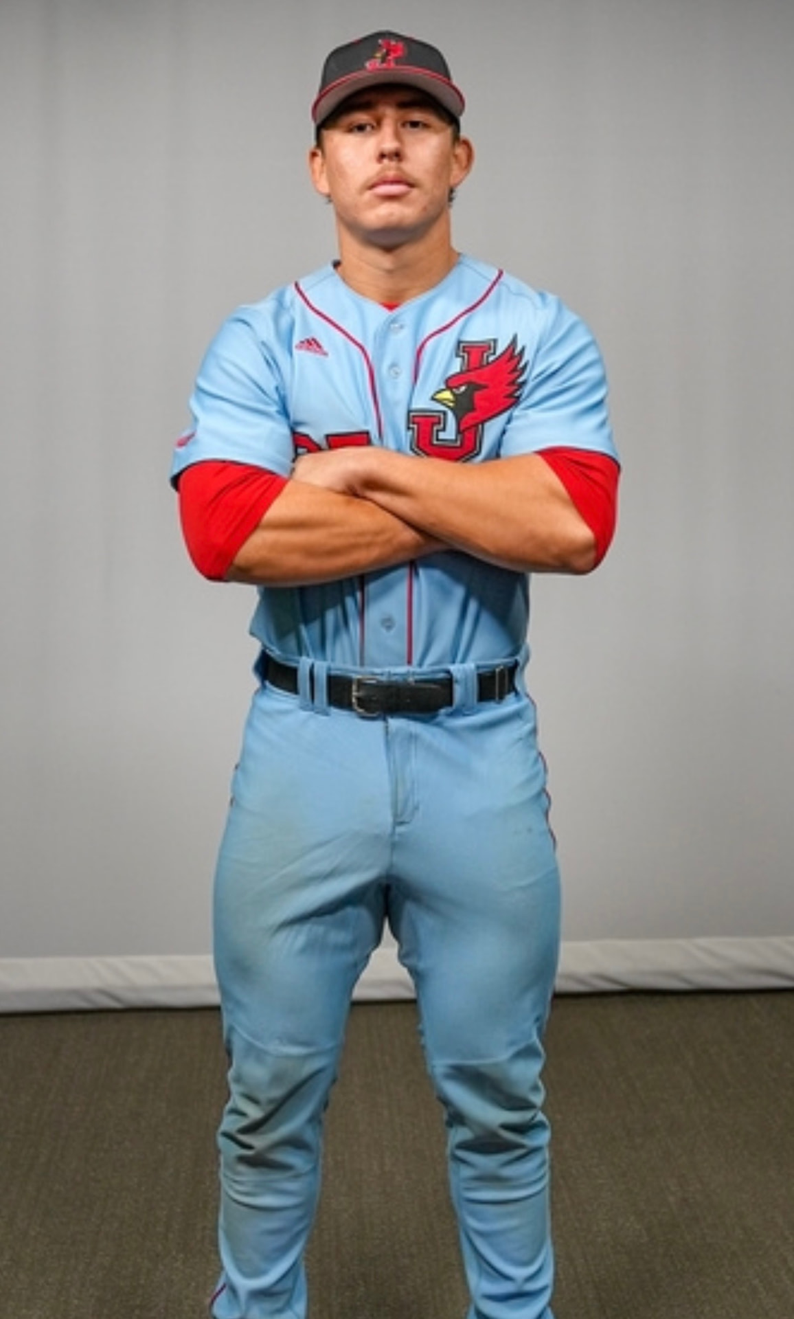 Justin George in his college baseball uniform